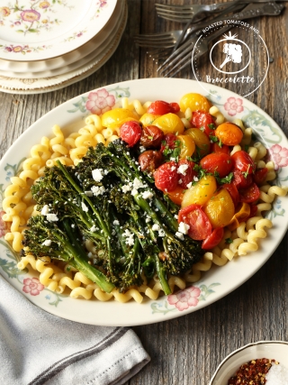 Roasted Tomatoes and Broccolette on a Bed of Pasta