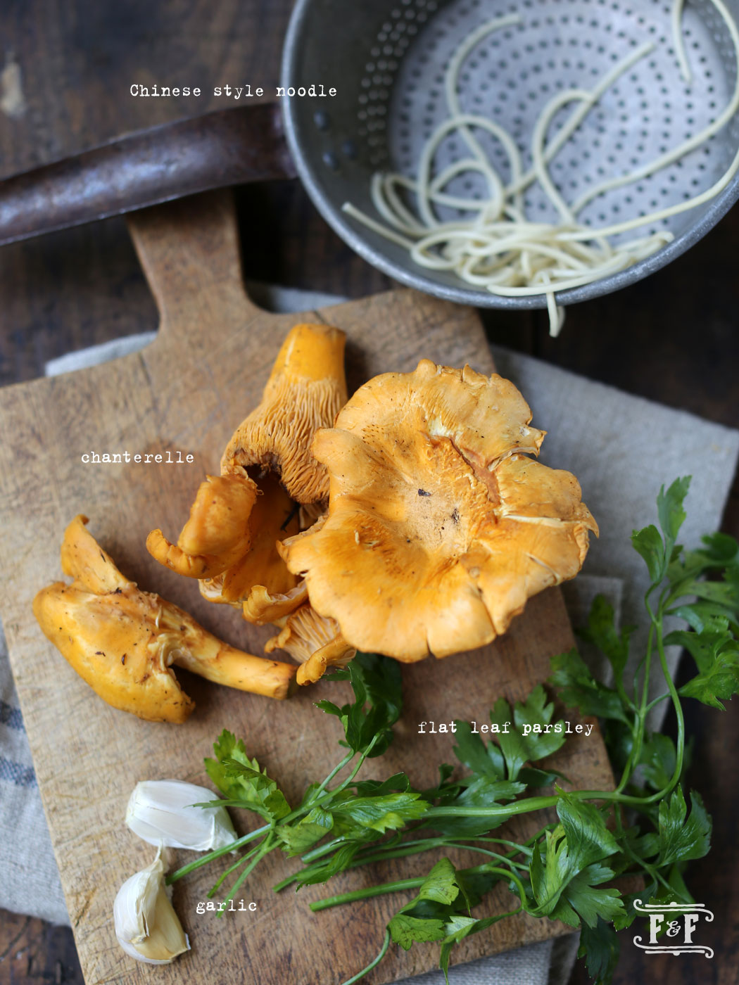 Asian Noodles with Chanterelle & Brown Butter Sauce