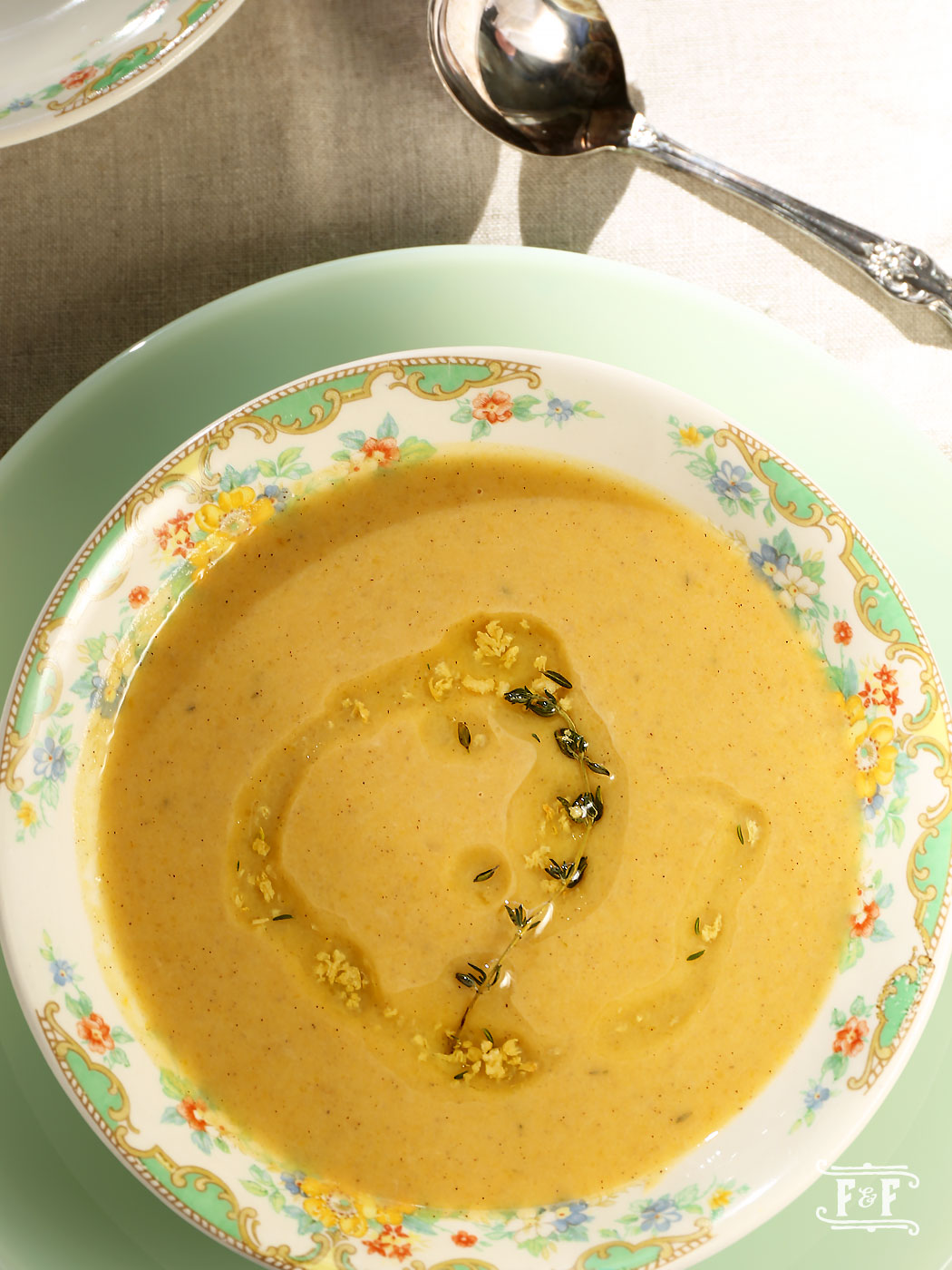  Butternut Squash Green Apple Soup Drizzled with Thyme and Garlic Oil