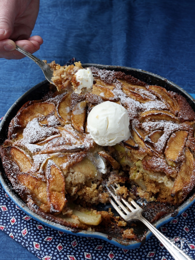 Skillet Apple Cake with Cider Reduction Flavor and Friends