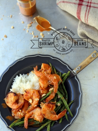 Roasted Shrimp and Green Beans with Peanut Butter Sauce