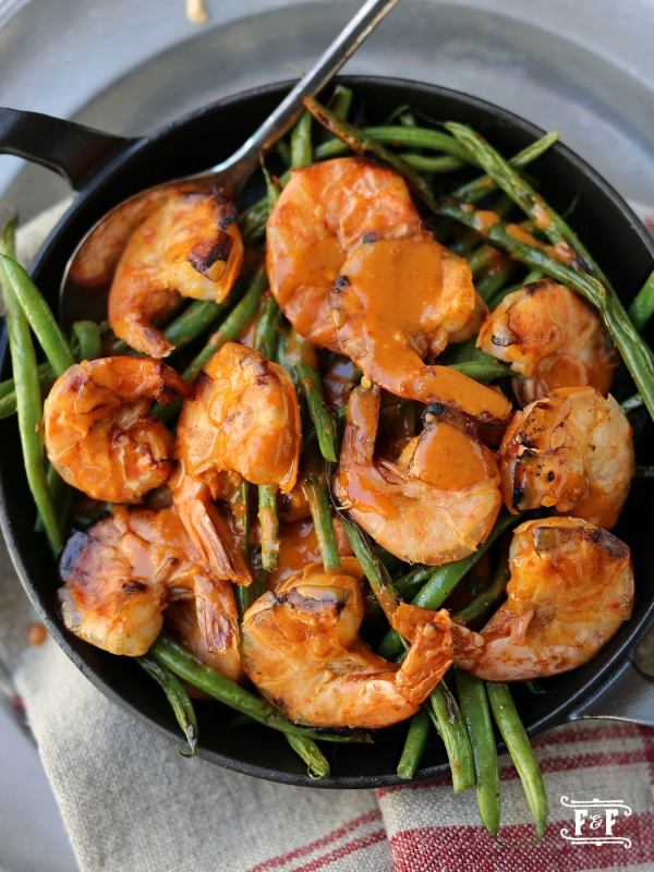 Roasted Shrimp and Green Beans with Peanut Butter Sauce Flavor and