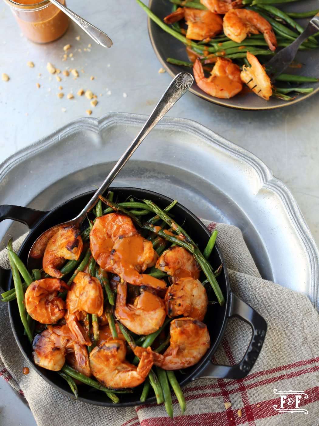 Roasted Shrimp & Green Beans With PB Sauce