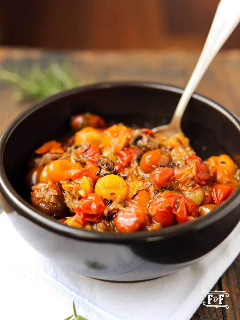 Cherry Tomato Compote with Sweet Onion & Rosemary Flavor and Friends